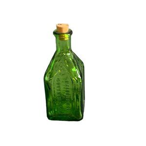 Chief Wahoo Electric Tonic Green Glass Cathedral Bottle 3" Walbridge Vintage